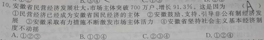 【精品】安徽省2023-2024学年八年级下学期期中考试思想政治