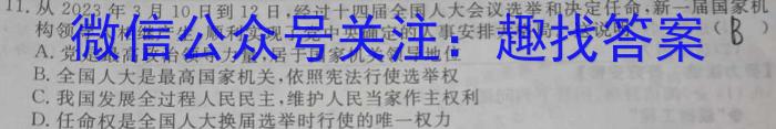 2023-2024学年安徽省八年级上学期阶段性练习(三)政治~