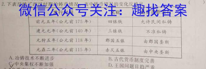 2024届江西九校高三8月开学考历史试卷
