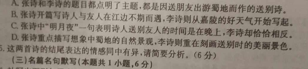 河南省2023-2024学年度九年级上学期第一次月考质量检测语文
