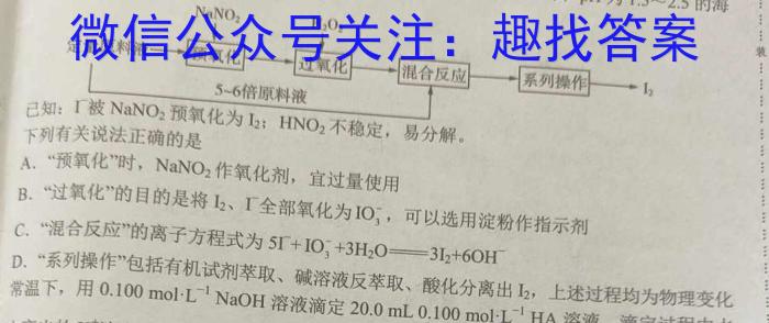 q新时代NT教育2023-2024学年高三入学摸底考试（新高考）化学