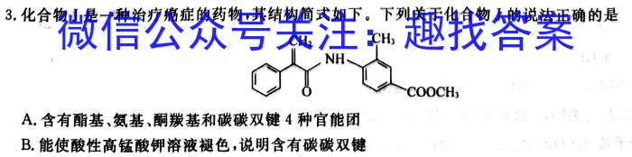 3安徽省六安市2023-2024学年度九年级秋学期定时作业（一）化学