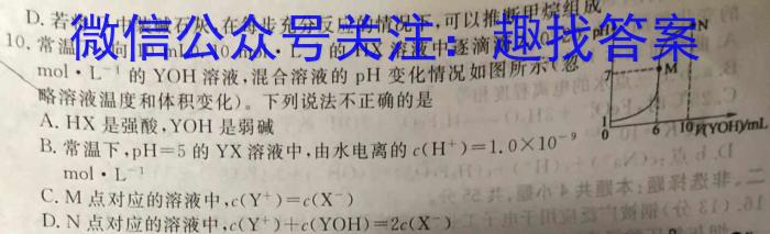 1百师联盟2024届高三开学摸底联考（新教材老高考）化学