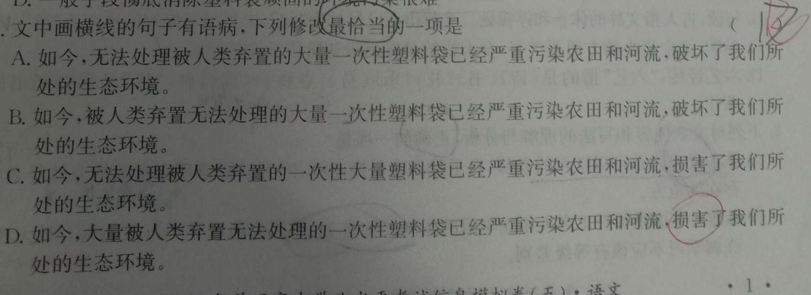 安徽省2023-2024学年度第一学期九年级第一次诊断性阶段检测语文