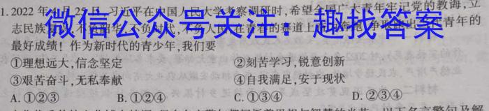 安徽省六安皋城中学2023-2024学年度春学期九年级定时作业一政治试卷d答案