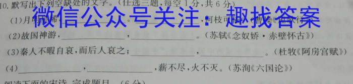 陕西省榆林市2023～2024学年度八年级第一学期开学收心检测卷语文