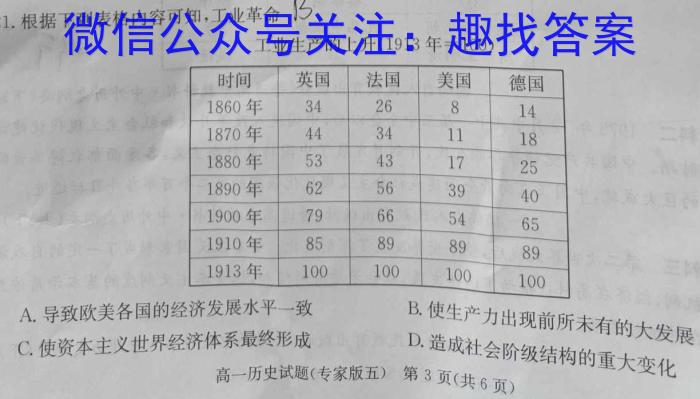 2024届安徽省高三摸底大联考历史