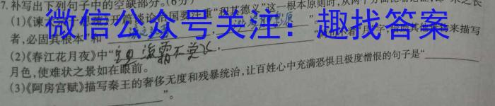 陕西省2025届八年级教学素养测评（一）A【1LR】/语文