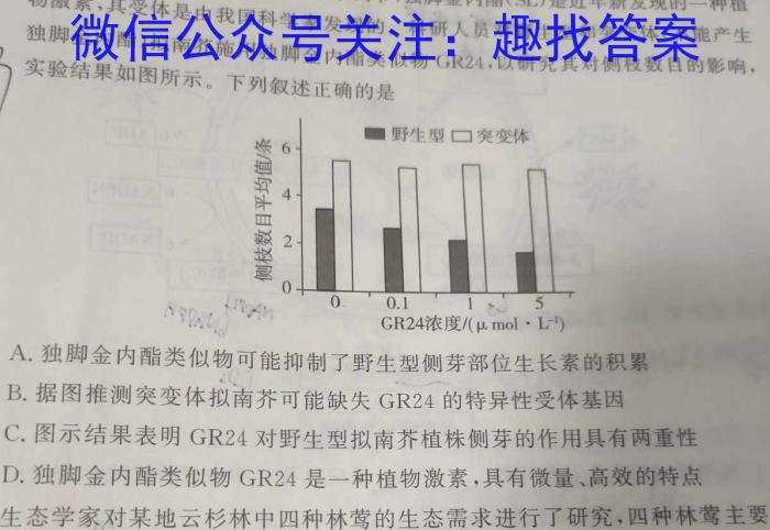 1号卷·A10联盟2023-2024学年度高二上学期9月开学摸底考生物