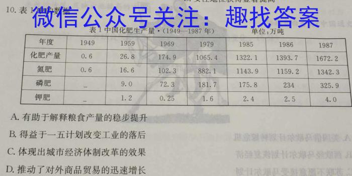 安徽省六安市2023-2024学年度九年级秋学期定时作业（一）历史