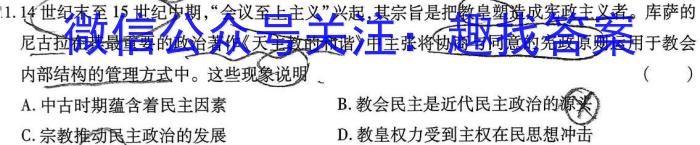 ［天一大联考］湖南省2024届高三年级8月联考历史