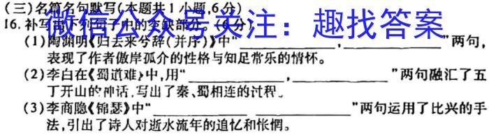 河北省沧州市2023-2024学年九年级第一学期教学质量检测一（10.10）/语文