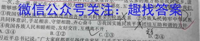 陕西省2023-2024学年度第一学期九年级调研检测（L）政治~