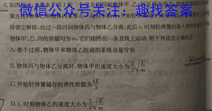 百师联盟2024届高三开学摸底联考（新教材90分钟）l物理