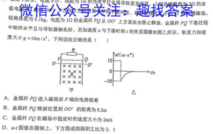 天壹名校联盟2023年下学期高二入学摸底考试l物理