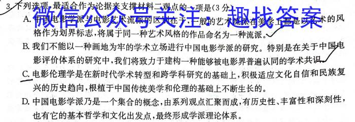 天一大联考2023-2024学年高三年级阶段性测试(一)语文