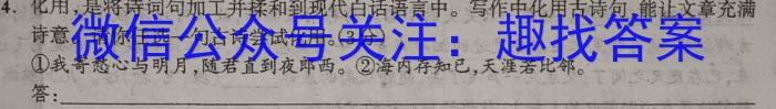 安徽省2023-2024学年度第一学期九年级学情调研（一）语文