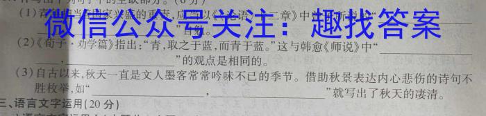 云南省昆明市第三中学初2024届初三年级上学期开学考试语文