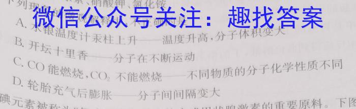 1［开学考］九师联盟2022-2023学年高三教学质量检测（X）化学