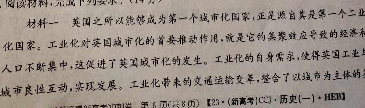 江西省南昌二十八中教育集团2023-2024学年八年级暑期开学阶段性测试试卷历史