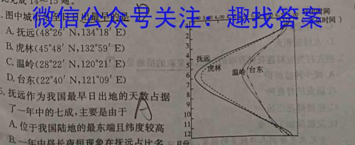 ［开学考］九师联盟2024-2023学年高三教学质量检测（L）q地理