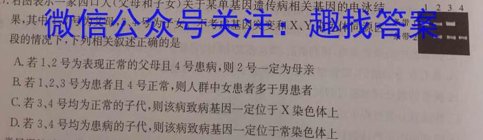 2024届全国高考分科调研模拟测试卷 XGK(四)4生物试卷答案