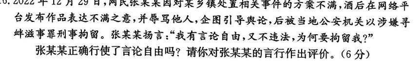 衡水金卷先享题广东省2024届高三2月份大联考思想政治部分