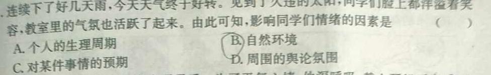 【精品】安徽省2023~2024学年度九年级阶段质量检测(R-PGZX D AH ☆)思想政治