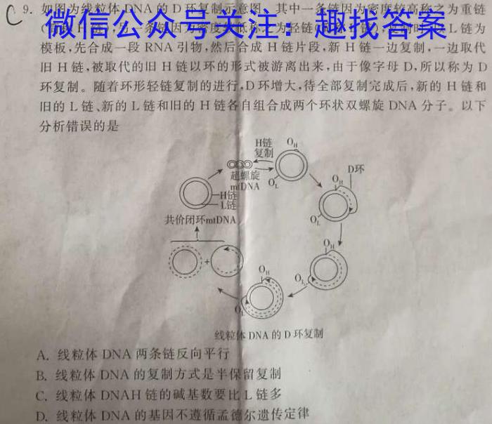 2024届浙江Z20第一次联考生物试卷答案