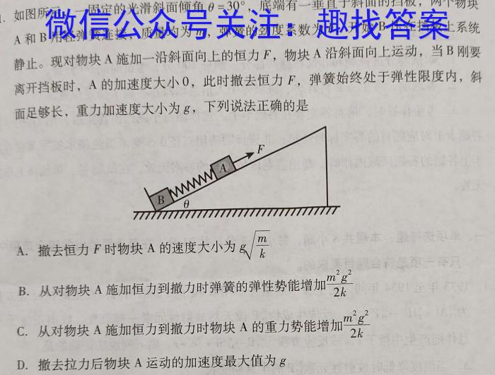 陕西省2023-2024学年秋季高二开学摸底考试（8171A）物理`