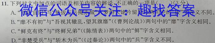 2024届全国高考分科调研模拟测试卷 老高考(六)语文