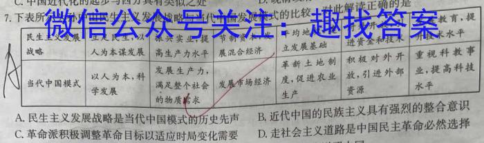 陕西省2024届高三年级上学期8月联考历史