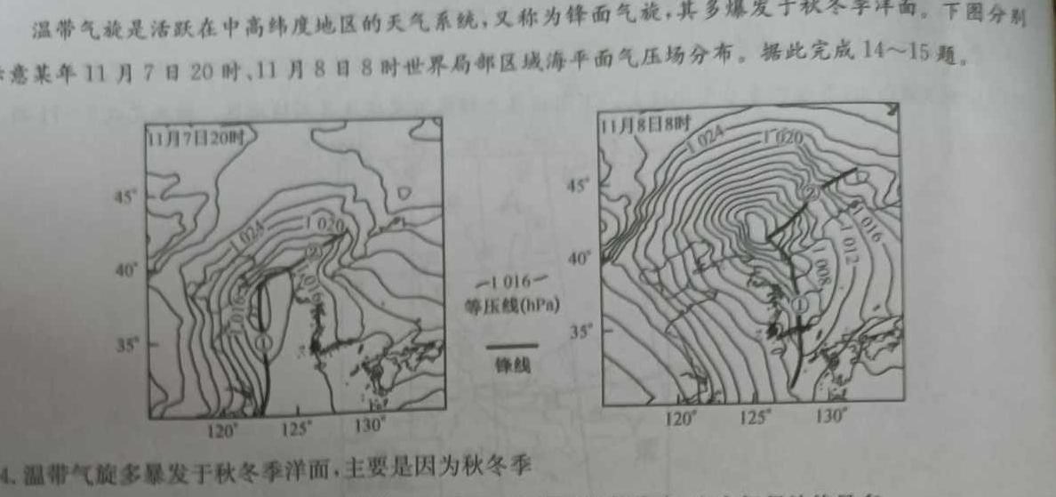 2024届全国高考分科调研模拟测试卷 XGK(一).地理