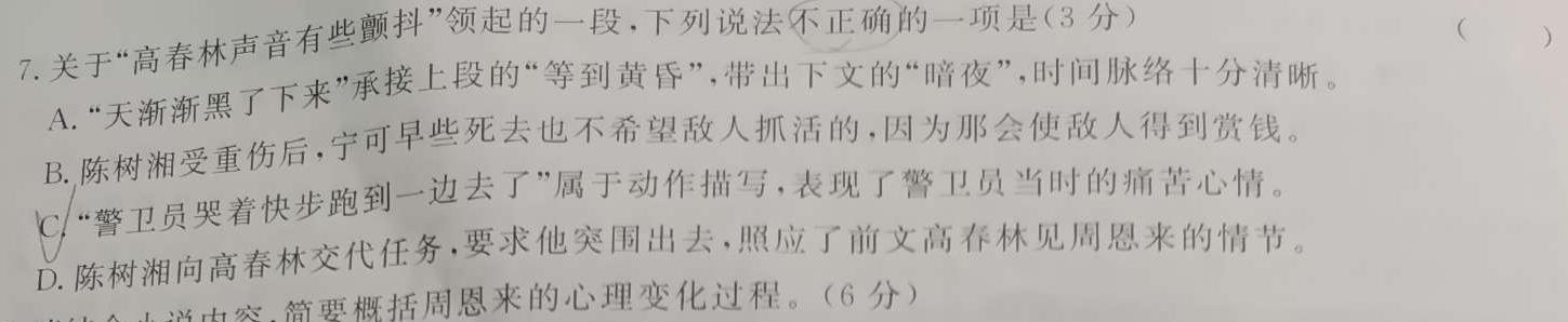 陕西省2024届高三10月联考（14-15号）语文