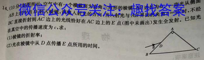 河南省教育研究院2024届新高三8月起点摸底联考地理试卷及参考答案.物理