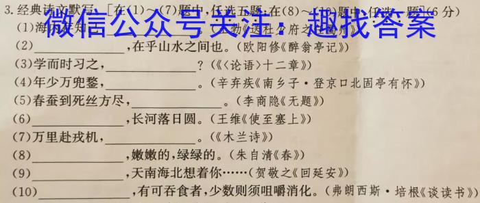 2024届Z20名校联盟（浙江省名校新高考研究联盟）高三第一次联考语文