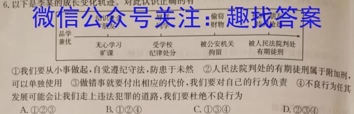 智学大联考·皖中名校联盟2023-2024学年（上）高一第四次联考政治~