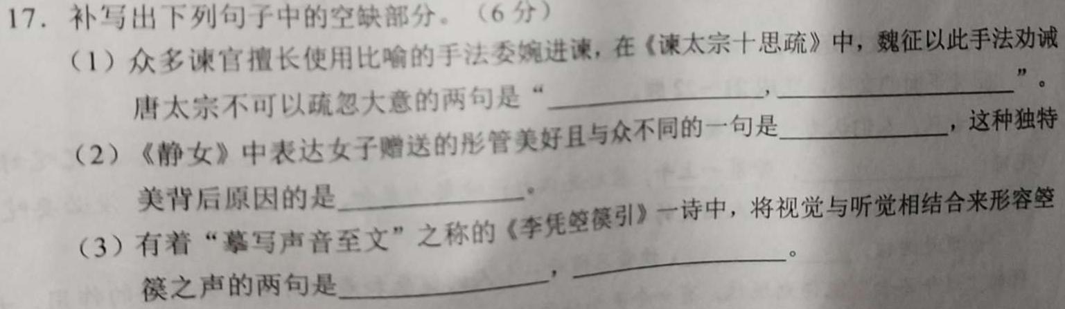 学科网 2024届高三10月大联考(新高考7省联考)(新教材)语文