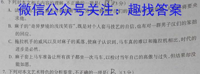 天一大联考 皖豫名校联盟2024届高中毕业班第一次考试/语文