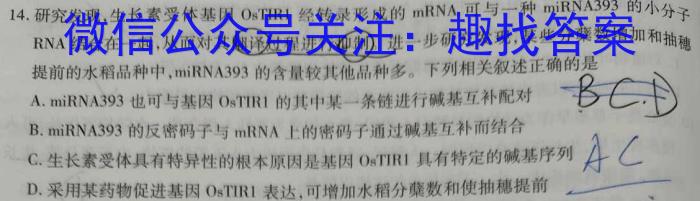2024届三重教育9月高三大联考(全国卷)生物试卷答案