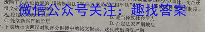 稳派大联考2023-2024学年新高二秋季开学考历史