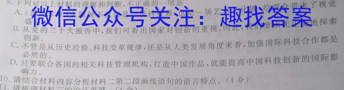 陕西省2023-2024学年度第一学期第一阶段九年级综合作业/语文