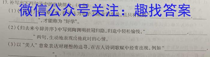 陕西省2023年秋季九年级期中素养测评卷B语文