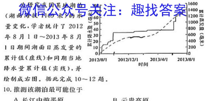百师联盟2024届高三开学摸底联考（全国卷）q地理