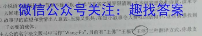 2023-2024学年安徽省九年级上学期开学摸底调研语文