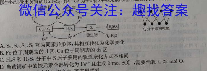 32023年湖南省JTY联考高三8月开学考试化学