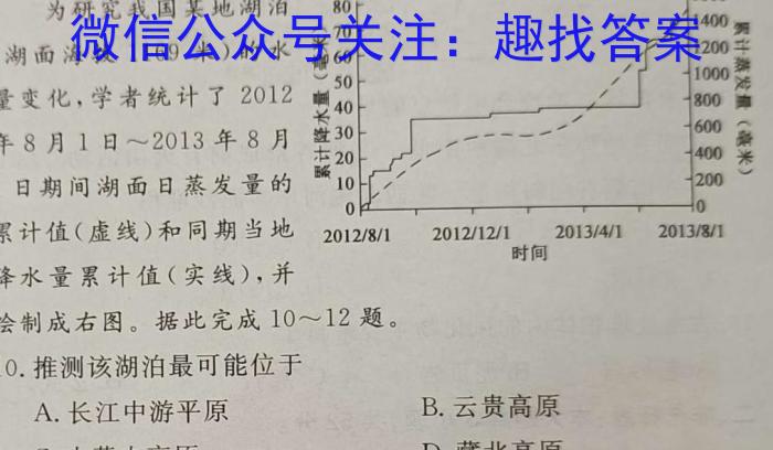 邕衡金卷 名校联盟南宁三中 柳州高中2024届第一次适应性考试地理.