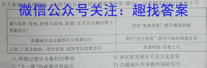 金科大联考2023~2024学年高二上学期开学质量检测历史