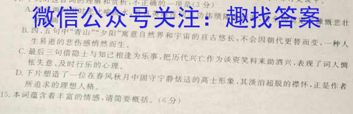 安徽省六安市2023-2024学年度九年级秋学期定时作业（一）语文