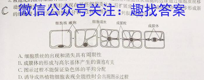 邕衡金卷 名校联盟南宁三中 柳州高中2024届第一次适应性考试生物